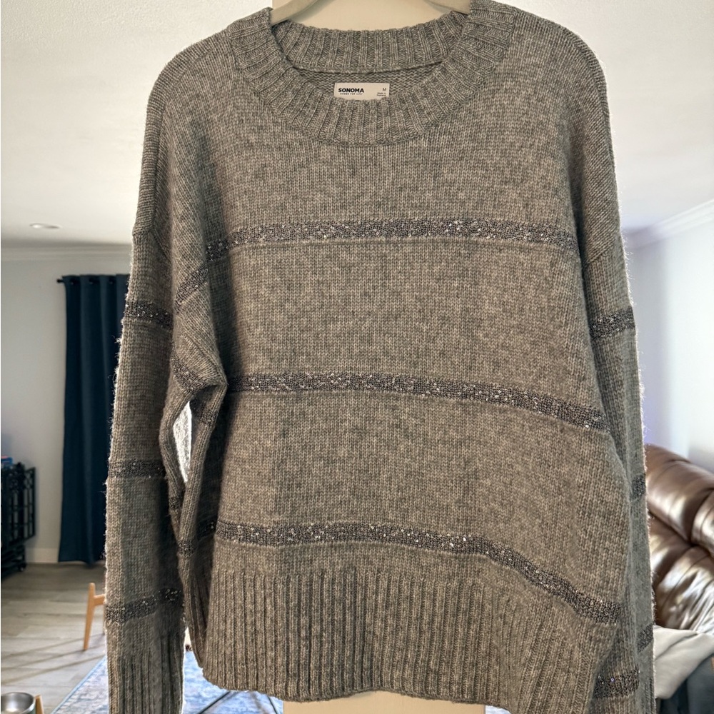 Sonoma Gray Striped Sweater